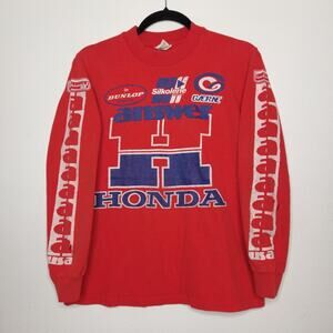 Vintage 70s Honda Answer Dunlop Racing Long Sleeve Shirt Motorcycle Dirtbike